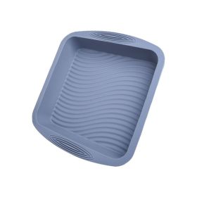 1pc Square Silicone Cake Pan Wave Pattern Toast Bread Baking Pan Easy To Wash High Temperature Resistant Oven Silicone Cake Mold (Color: grey)