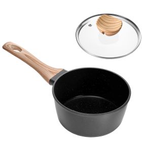 1.5 QT Saucepan, Nonstick Saucepan with Tempered Glass Lid, Multipurpose Cooking Sauce Pot with Detachable Handle (Color: Black, Capacity: 1.5 qt)